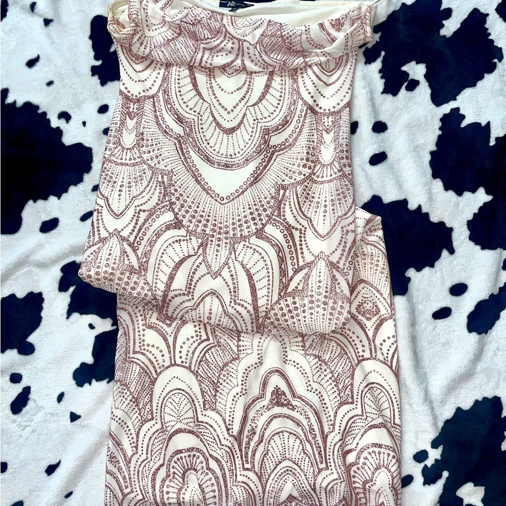 Macys Prom Dress Pink Glitter With Pattern Gem